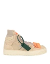 Off-white Woman Sneakers Light Brown Size 11 Soft Leather, Textile Fibers In Beige