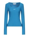 Off-white Woman Sweater Azure Size 2 Viscose, Polyester In Blue