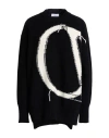 Off-white Ow Maxi Logo Intarsia Crewneck Wool Sweater In Black