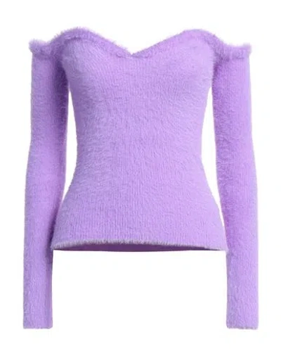 Off-white Off-the-shoulder Brushed Knitted Top In Purple