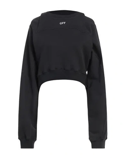 OFF-WHITE OFF-WHITE WOMAN SWEATSHIRT BLACK SIZE L COTTON, ELASTANE