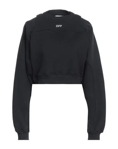 OFF-WHITE OFF-WHITE WOMAN SWEATSHIRT BLACK SIZE L COTTON, ELASTANE