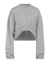 Off-white Brushed Cotton Cropped For All Crewneck Sweatshirt In Grey