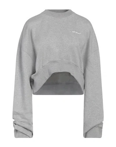Off-white Brushed Cotton Cropped For All Crewneck Sweatshirt In Grey