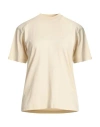 Off-white Woman T-shirt Beige Size S Organic Cotton, Elastane