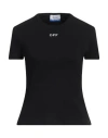 Off-white Ribbed T-shirt With Off Embroidery In Black