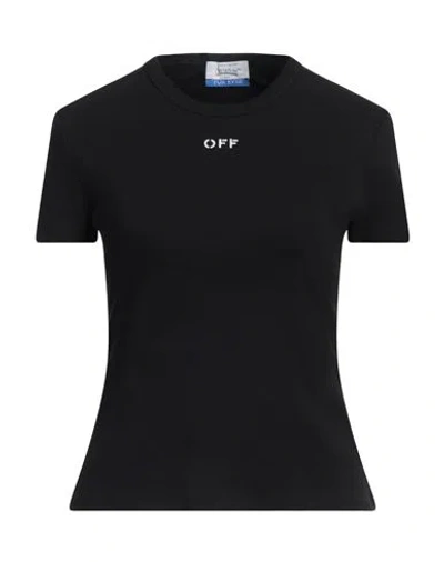 OFF-WHITE OFF-WHITE WOMAN T-SHIRT BLACK SIZE 6 COTTON, ELASTANE