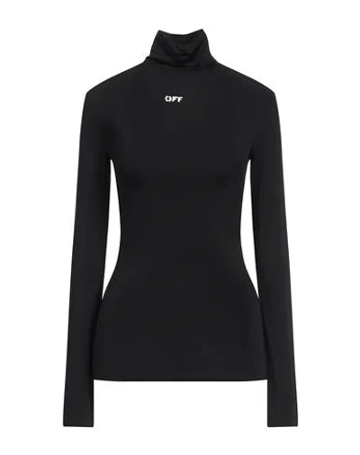 OFF-WHITE OFF-WHITE WOMAN T-SHIRT BLACK SIZE 6 VISCOSE, ELASTANE