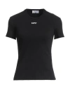 Off-white Ribbed T-shirt With Off Embroidery In Black