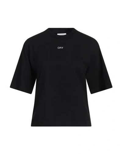 Off-white Off White Cropped T Shirt With Off Embroidery In Black