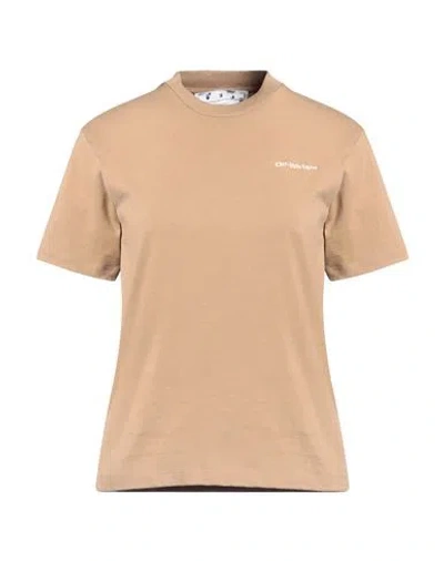 Off-white Woman T-shirt Camel Size Xs Organic Cotton, Elastane In Beige