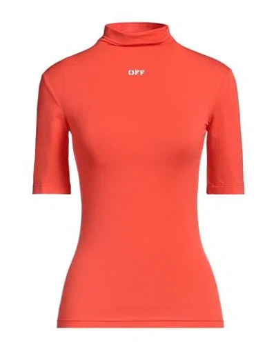 Off-white Woman T-shirt Coral Size 2 Polyester, Elastane In Red