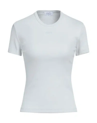 Off-white Woman T-shirt Light Blue Size 8 Cotton, Elastane