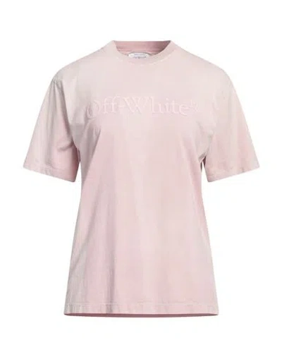 Off-white Woman T-shirt Light Pink Size M Cotton, Elastane