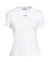 Off-white Cropped Ribbed Cotton T-shirt With Wide Sleeves In White