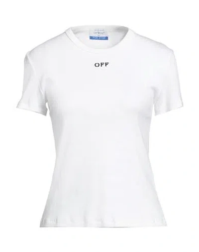 OFF-WHITE OFF-WHITE WOMAN T-SHIRT WHITE SIZE 2 COTTON, ELASTANE