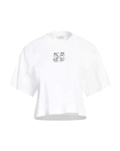 Off-white Woman T-shirt White Size S Cotton, Glass