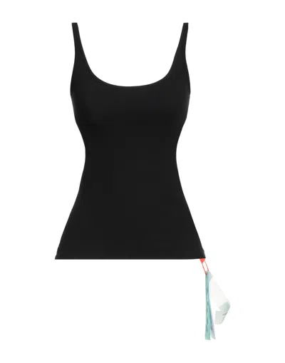 Off-white Woman Tank Top Black Size 12 Cotton, Elastane