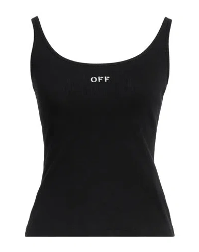 OFF-WHITE OFF-WHITE WOMAN TANK TOP BLACK SIZE 6 COTTON, ELASTANE