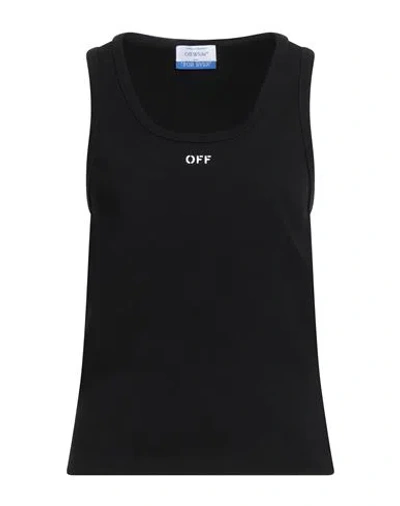 Off-white Woman Tank Top Black Size M Cotton, Elastane
