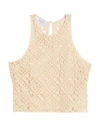 Off-white Woman Top Beige Size 2 Cotton, Polyester In Neutral