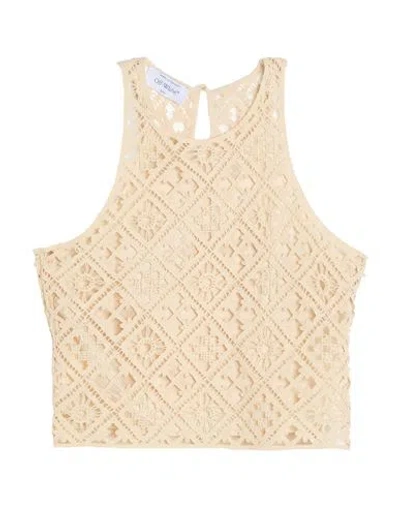 Off-white Woman Top Beige Size 2 Cotton, Polyester In Neutral