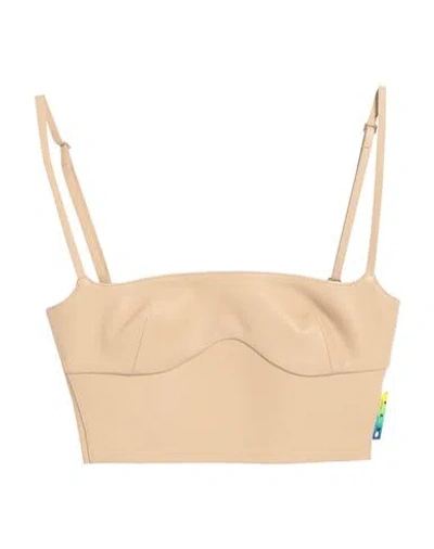 Off-white Woman Top Beige Size 4 Leather, Lambskin, Bull Skin
