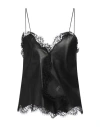 Off-white Nappa Slip Top With Lace Hems In Black