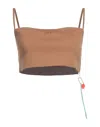 Off-white Woman Top Brown Size 8 Polyamide, Elastane
