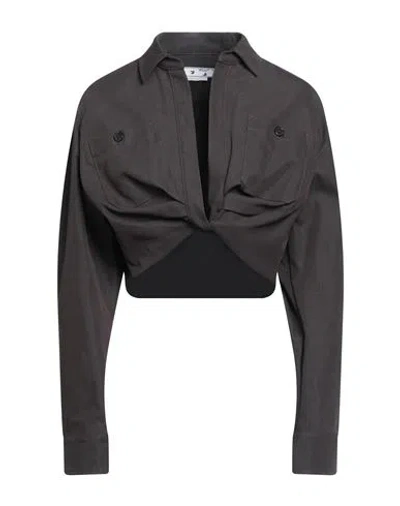 OFF-WHITE OFF-WHITE WOMAN TOP CHARCOAL SIZE 6 COTTON, POLYAMIDE