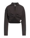 Off-white Woman Top Dark Brown Size 4 Cotton, Polyamide In Brown