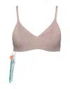 Off-white Woman Top Khaki Size 10 Polyester, Cotton, Polyamide, Elastane In Beige