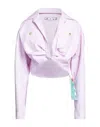Off-white Twisted-front Cropped Cotton Jacket In Pink