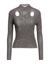 Off-white Woman Turtleneck Dark Brown Size 2 Viscose, Polyester, Polyamide, Elastane