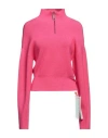 Off-white Woman Turtleneck Fuchsia Size 4 Viscose, Cashmere, Polyester, Silk In Pink