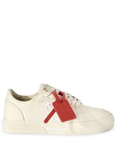 OFF-WHITE WHITE CANVAS LOW VULCANIZED SNEAKERS WITH SIGNATURE ARROWS AND ZIP TIE FOR WOMEN