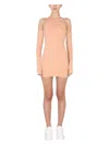 Off-white Asymmetric Mini Dress In Brown