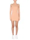 Off-white Asymmetric Mini Dress In Orange