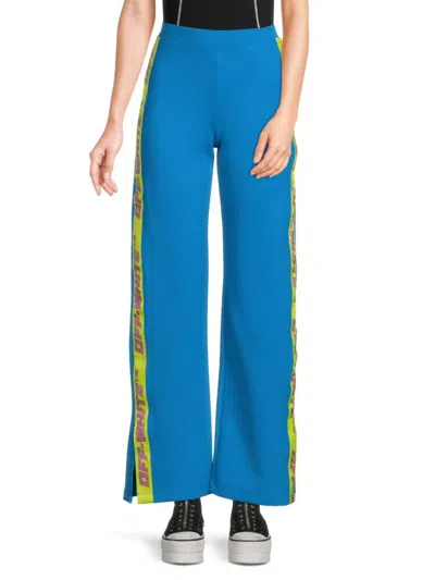 Off-white Athletic Logo Banded Split Pants In Blue
