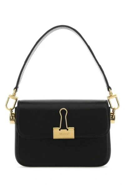Off-white Black Leather Binder Handle Bag