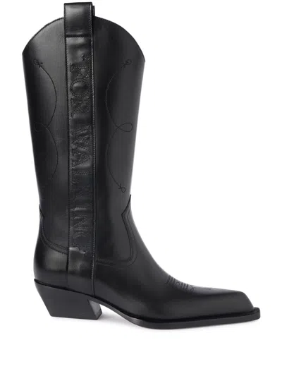 OFF-WHITE WOMEN'S BLACK LEATHER TEXAN BOOTS