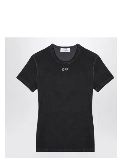OFF-WHITE WOMEN'S BLACK WASHED RIBBED T-SHIRT