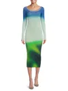 Off-white Off-the-shoulder Printed Stretch-knit Midi Dress In Green Multi