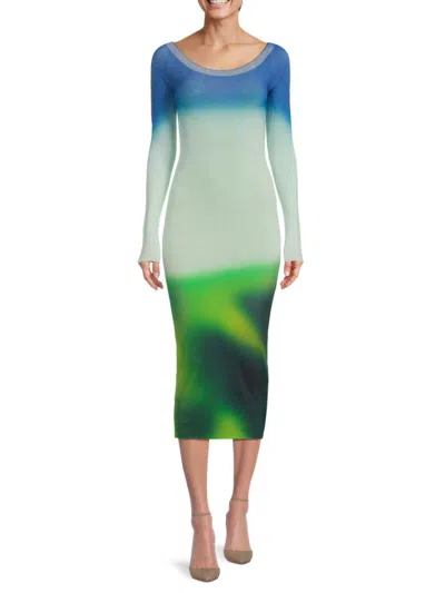 OFF-WHITE WOMEN'S BLURRED OMBRE MIDI DRESS