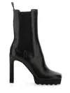 Off-white Calf Leather Sponge Heel Boots In Black
