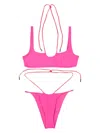 Off-white Lace-up Halter Neck High-cut Swimsuit In Pink