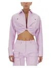 Off-white Co Twist Cropped Cargo Shirt In Lilac