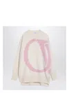 Off-white Cream/pink Over Sweater In Wool
