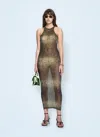 Off-white Off White Women Crocodile Mesh Racer Dress In Brown