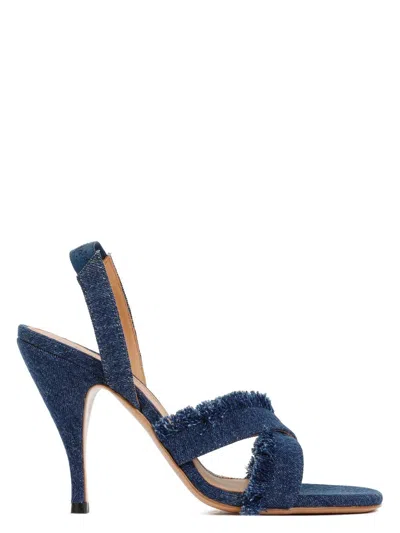 OFF-WHITE WOMEN'S CURVY HEEL DENIM SANDAL